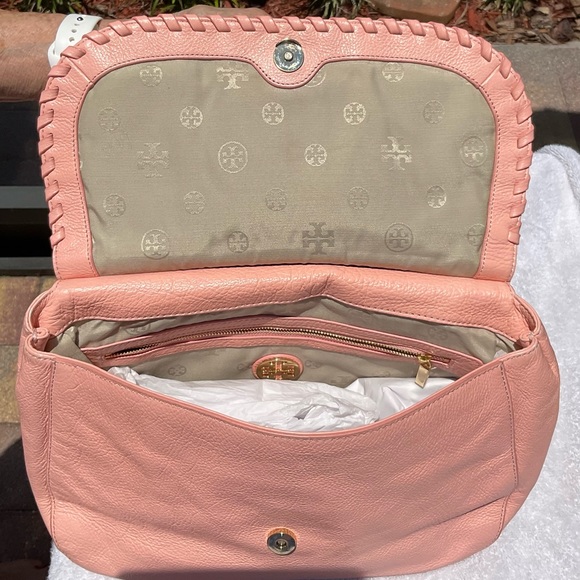 Tory Burch Marion Crossbody/Shoulder soft Italian leather Pink NWOT - Picture 9 of 10